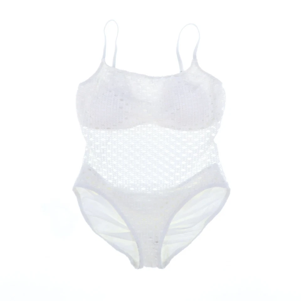Carmen Marc Women's Valvo Crochet One-Piece Swimsuit white Size 10 16269