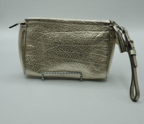 Coach Braccialetto Rimovibile in Pelle Oro Ciottolato Piccola Zip Nappa
