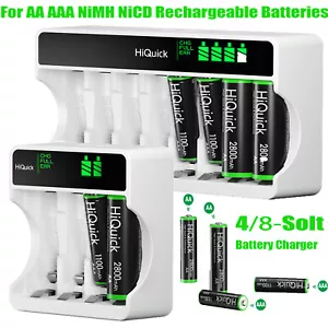 4/8 Slots Smart LCD Battery Charger for NiMH NiCD Rechargeable AA AAA Batteries - Picture 1 of 25