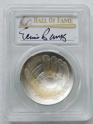 2014-P Baseball HOF Ernie Banks Signed $1 Silver Commemorative MS70 PCGS  29444 - Image 1 of 4