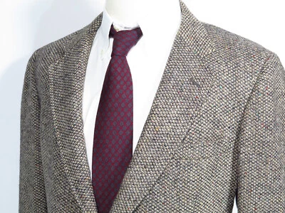 Cricketeer Black and White Flecked Barleycorn Harris Tweed Sport Coat, 44R - Image 1 of 4