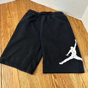 Nike Jordan Jumpman Boys' Large Terry Shorts Sweatshorts Black White Logo Splat - Picture 1 of 5