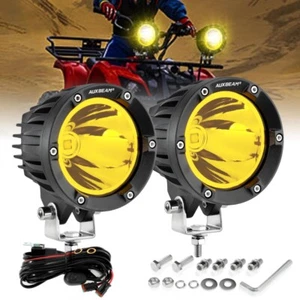2x Auxbeam 4" 100W 10000LM LED Pods Light Offroad Spot Fog Driving Amber for ATV - Picture 1 of 12
