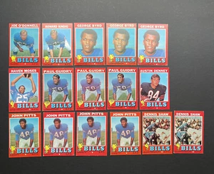 Lote de 16 tarjetas Topps Buffalo Bills 1971 equipo con O'Donnell Shaw Guidry Pitts Moses - Imagen 1 de 12