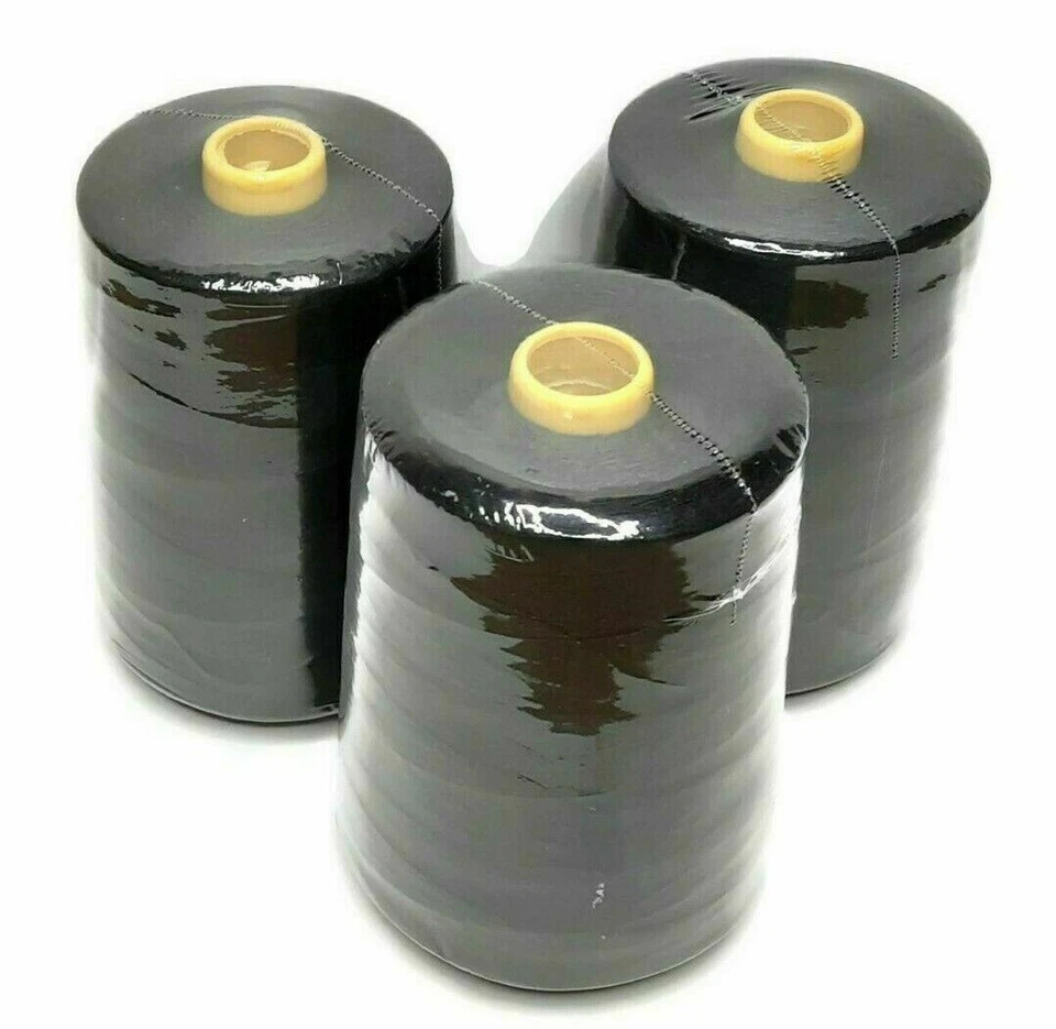 3 pcs .All Purpose Polyester Sewing Thread, 10,000 yards Each , Tex 27, Black - Image 1 of 1