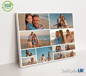 Canvas Print Collage Personalised Your Photos Pictures Eco Friendly Ink - Picture 1 of 12