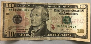 TRINARY REPEATER SERIAL # $10 DOLLAR NOTE BILL MH55590990A (2013 Series) - Picture 1 of 4