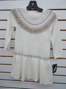 Girls Nautica $38.50 Cream w/ Metallic Design Sweater Dress Size 4 - 6X - Picture 1 of 3