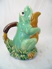 Majolica Style Open Mouthed Pottery Frog Jug