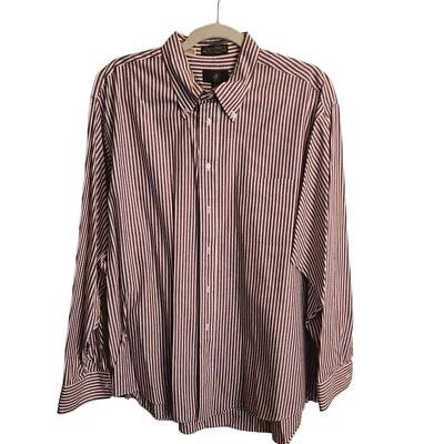 Camisa Club Room Pinpoint Oxford Abotonada Borgoña Rayas Talla 17.5x35 Foto 1 de 4