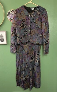Vintage Pants and Quilted Jacket Set 2 Piece New Wave Rad Graffiti Carpet Fern - Picture 1 of 12