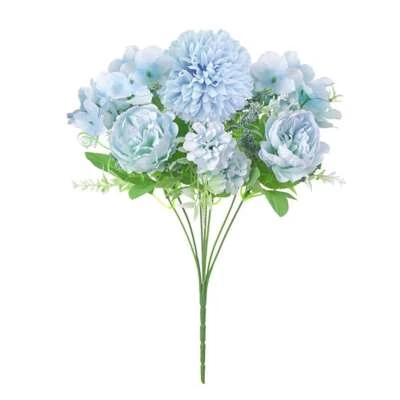 Ramo de flores de peonía de seda artificial de 9 cabezas decoración para el hogar fiesta exterior Foto 1 de 4