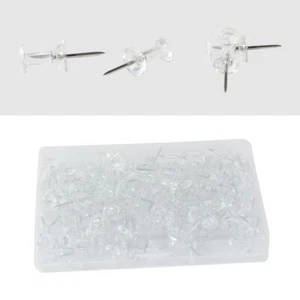 100 Pack Push Pins Tacks, Clear Plastic Head, Steel Point,Thumb Tacks - Picture 1 of 6