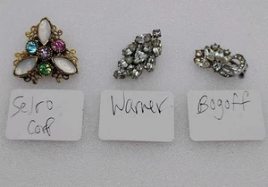 Konvolut 3 Designer Strass Ohrringe Singles Warner Selro Bogoff - Bild 1 von 8