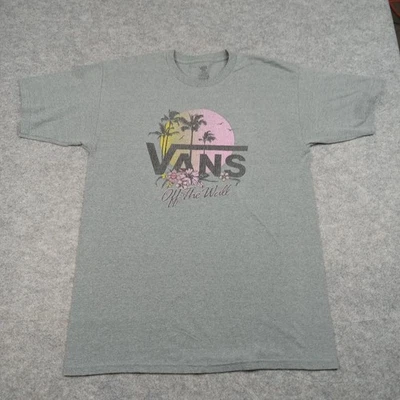Vans Shirt Mens Large Gray Off The Wall Graphic Palm Trees Sunset Skate Tee - Image 1 of 3