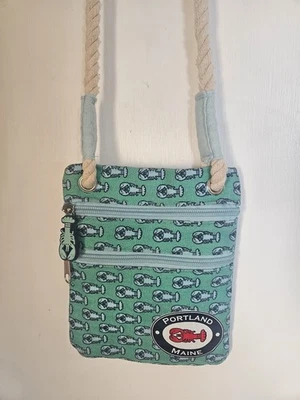 Maine Lobster Print Cotton Zippered CrossBody Bag Purse Rope Nautical 2016 - Image 1 of 4