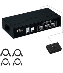 CKLau 2 Port KVM Switch Displayport with All Input Cables Support 4K60Hz 2K144Hz - Afbeelding 1 van 7