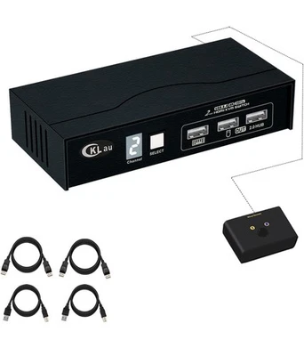 CKLau 2 Port KVM Switch Displayport with All Input Cables Support 4K60Hz 2K144Hz - Image 1 of 4