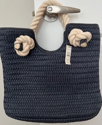 NUEVO CON ETIQUETAS $159 ~ Bolso de Playa Talbots Náutico Azul Marino Tejido ~ Envío Gratis Foto 1 de 4