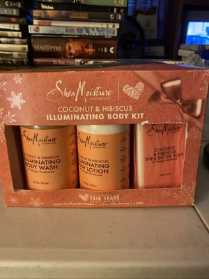 Shea Moisture Coconut & Hibiscus 4 Piece Illuminating Body Kit New Open Box - Image 1 of 2