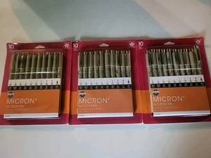 3x SAKURA Pigma Micron Fineliners 50059 10 Pk Black Ink Assorted ANIME MANGA - Bild 1 von 4