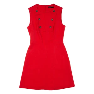 KAREN MILLEN Womens Fit & Flare Dress Red Sleeveless Knee Length UK 10 - Picture 1 of 6
