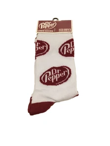 Dr Pepper Soda Novelty 1 Pair Crew Socks Men's Shoe Size 6-12 NWT - Picture 1 of 4
