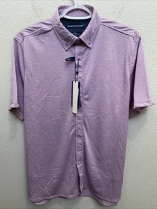 Report Collection Men's Large Purple Flex Knit Short Sleeve Button Down Shirt - Picture 1 of 12