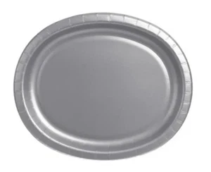 12"x10" Silber Oval Pappteller - Elegantes und Einweg Geschirr 14 Stck. - Bild 1 von 1