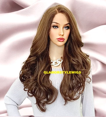 КРУЖЕВНОЙ ПЕРЕДНИЙ ПОЛНЫЙ ПАРИК ДЛИННЫЙ ВОЛНИСТЫЙ МНОГОСЛОЙНАЯ БОКОВАЯ ЧАСТЬ ЗОЛОТИСТО-КОРИЧНЕВЫЙ МИКС ТЕПЛА OK НОВЫЙ С ЯРЛЫКАМИ - Изображение 1 из 4