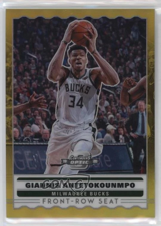 2019 Panini Contenders Optic Front Row Seat Gold Prizm /10 Giannis Antetokounmpo - Image 1 of 2