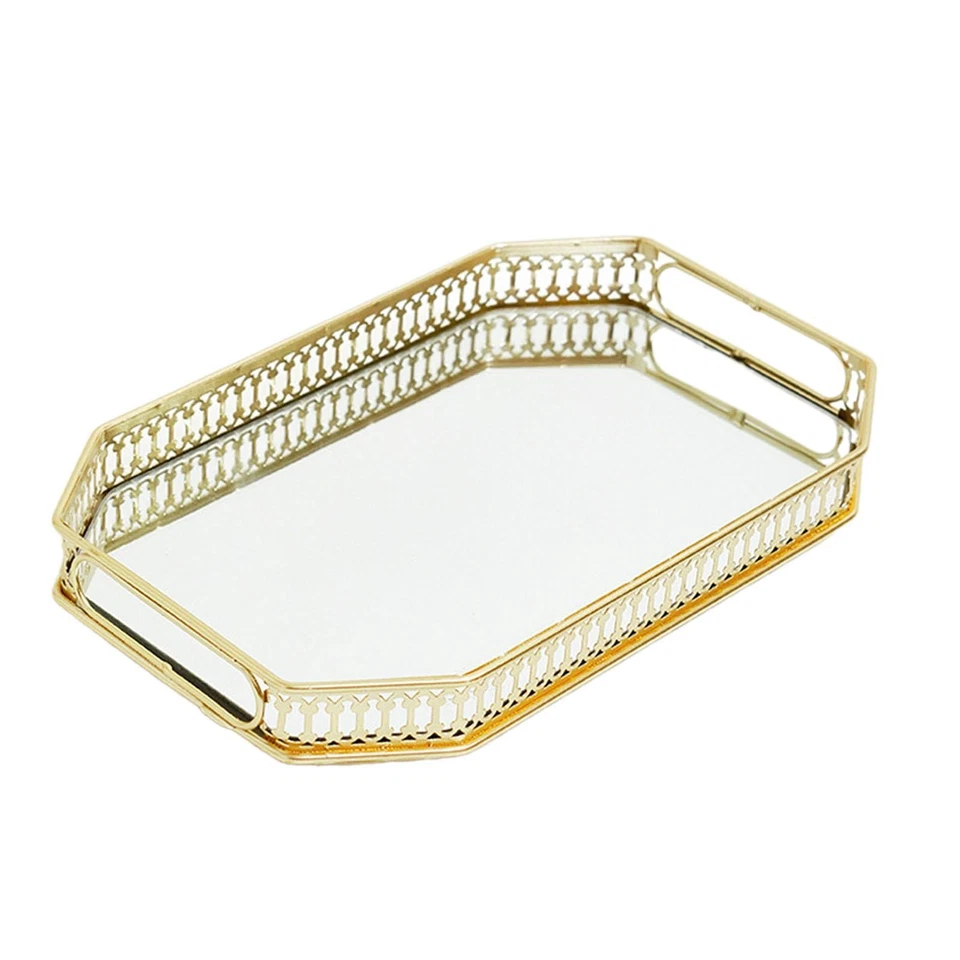 Mirror Jewelry Dish Decorative Vanity Tray Gift Multipurpose Serving Display for - Image 1 of 1