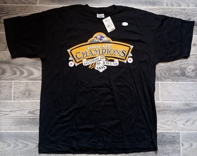 Camiseta negra nueva con etiquetas vintage Baltimore Ravens 2000 AFC Champions Super Bowl XXXV XL Foto 1 de 4