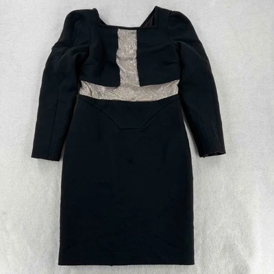 Versace Women's Long-sleeve Mini Dress Silver Mesh Round Neck Zip Up Sz 44 - Image 1 of 4