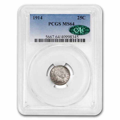 1914 Barber Quarter MS-64 PCGS CAC - SKU#269880 Cover