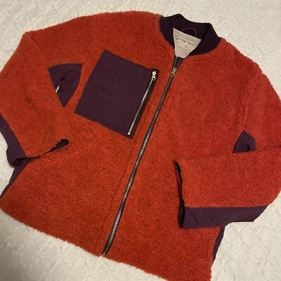 Jaqueta We The Free People tamanho M Rivington pele sintética Sherpa laranja roxa média - Imagem 1 de 4