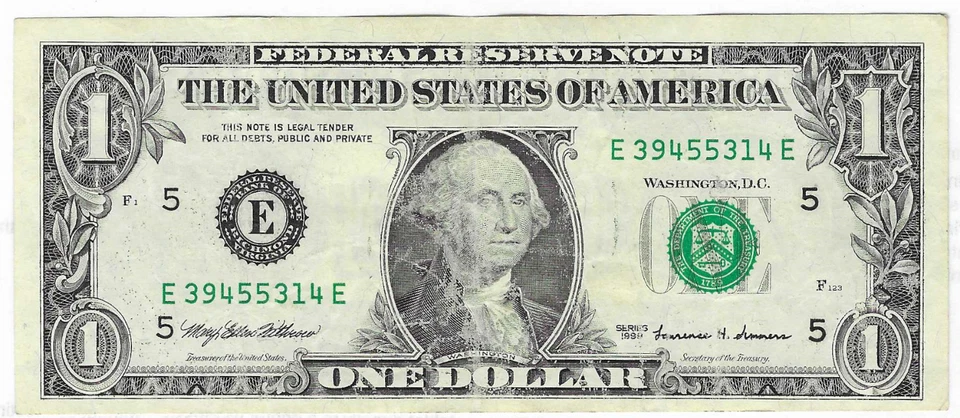 Series 1999 bill from E-E block, hard to find older note, E39455314E - Image 1 of 1