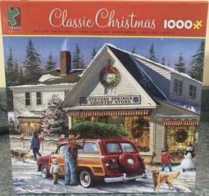 Classic Christmas 1000 Teile Puzzle Country Store Rt 66 Baum auf rotem Holz Ceaco - Bild 1 von 12