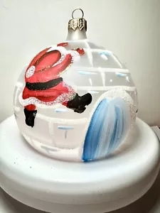 GROSSES ITALIENISCHES GLASIGLU & WEIHNACHTSMANN WEIHNACHTSSCHMUCK MUNDGEBLASEN MUNDBEMALT - Bild 1 von 7
