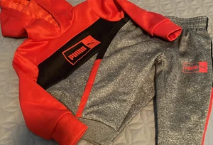 Puma Outfit 2 Piece Set Pants And Hoodie Baby Toddler Size 12 Months Red Grayblk - Picture 1 of 3