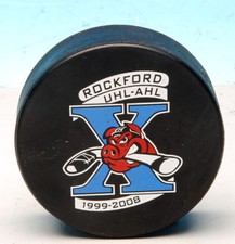 ROCKFORD ICE HOGS UHL-AHL 2008 X ANNIVERSARY HOCKEY PUCK SIGNED DAN (DAN DAVIES?