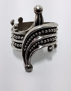 F Balladares Taxco Mexico Hinged Sterling Silver Cuff Bracelet - 38G - Size 7.5 - Picture 1 of 12