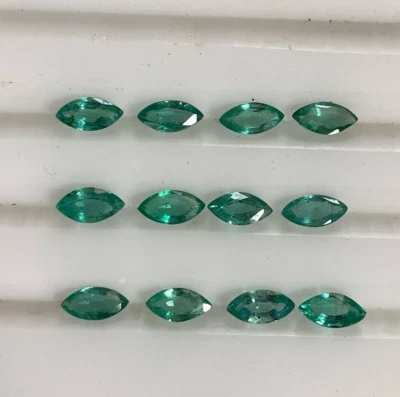 Piedra preciosa esmeralda corte marquesa 6x3 mm natural zambia facetada sin tratar 2,90 quilates Foto 1 de 4