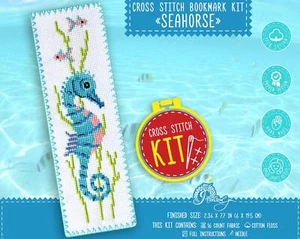 Seahorse cross stitch bookmark kit Ocean Animal embroidery kit Counted Pattern - Picture 1 of 10