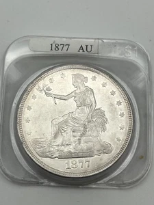 1877 $1 Trade Dollar Silver AU Cleaned - Picture 1 of 2