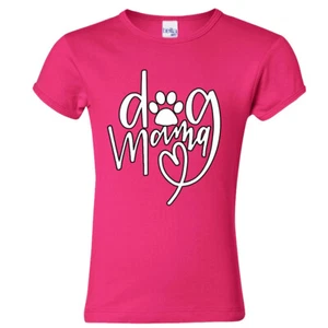 Dog Mama Youth Girls T shirt Funny Cute Pets Owner Furry friend family Heart paw - Picture 1 of 7