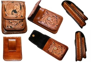 Leder Gürteltasche Pferd 16x11 cm, Handytasche Etui Cowboy Indianer Pferde Rodeo - Bild 1 von 7