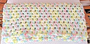 BABY BLANKET Or LAP BLANKET~Pastel~Crocheted~34" Square~Ruffle Edge~NEW - Picture 1 of 4