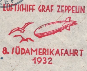 GERMANY Air Cover GRAF ZEPPELIN Super *8 SÜDAMERIKAFAHRT* 1932 Cachet BIRDS KZ80 - Picture 1 of 15