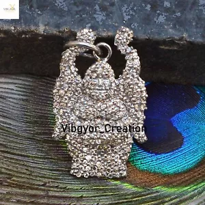 Dije colgante de Buda de diamante pavimentado genuino 16" cadena de eslabones plata sólida 925 suerte - Imagen 1 de 3